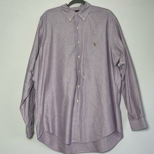 Vintage Ralph Lauren Yarmouth Light Gray Button Down Brown Horse 17 36/37